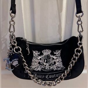 Juicy Couture black Scottie dog bag silver hardware and chain shoulder strap NWT